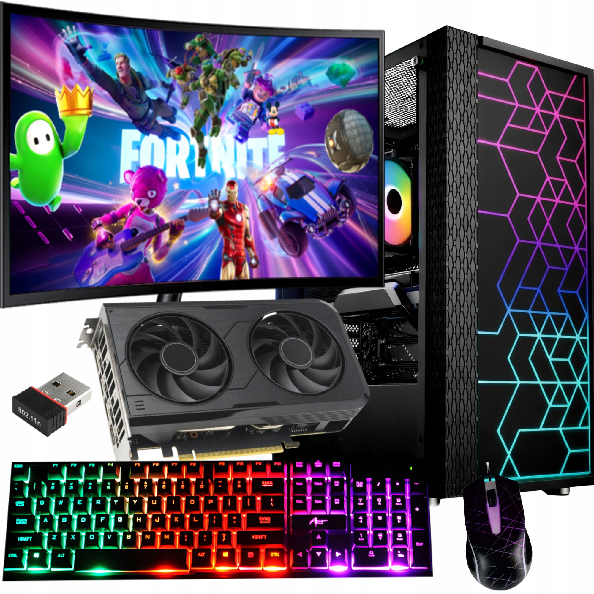 Herní počítačová sada Rtx 5050 Ryzen 5 32GB Ram 1TB Ssd Windows 11
