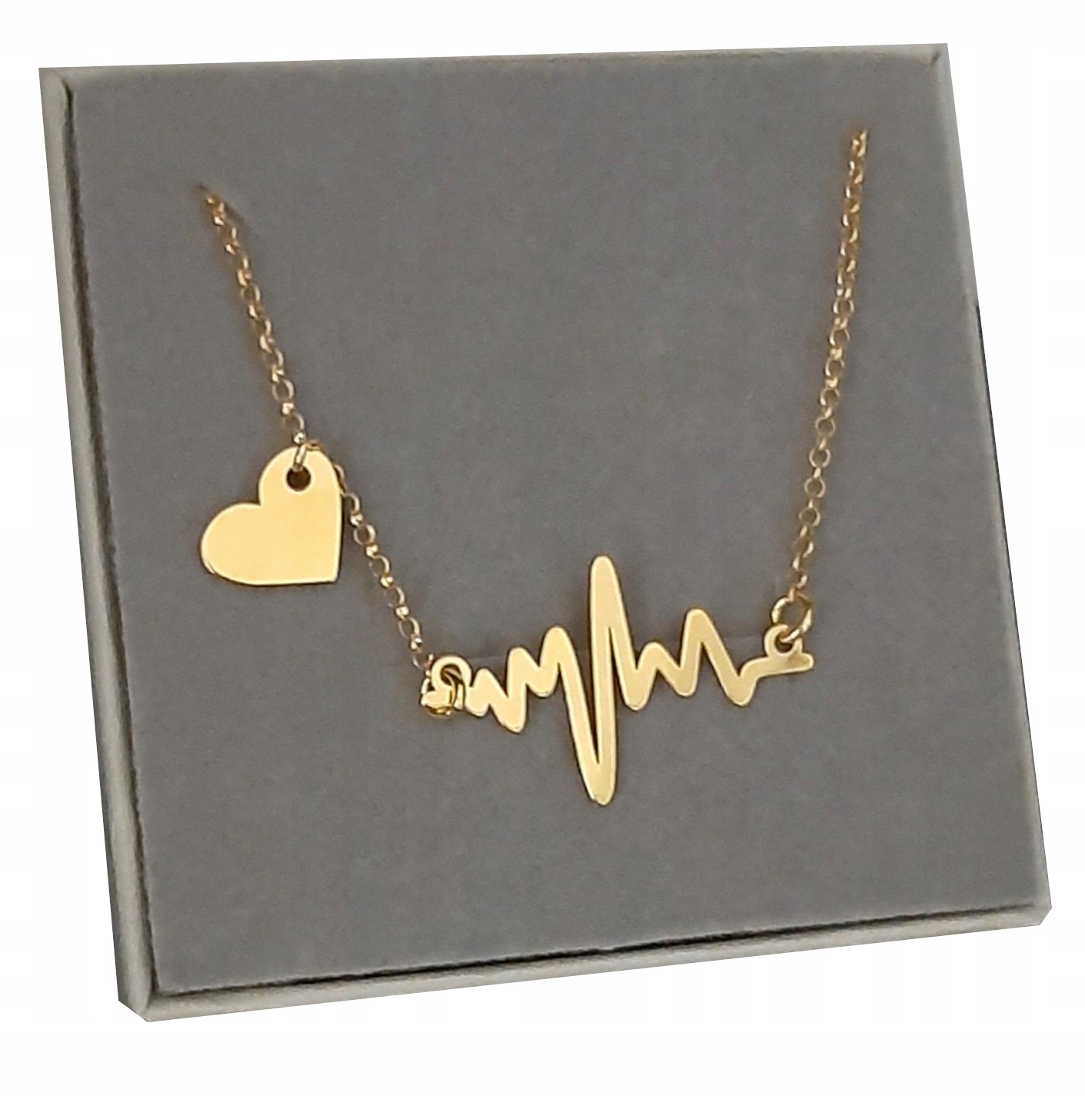 

Złoty naszyjnik linia życia Ekg serce srebro 925