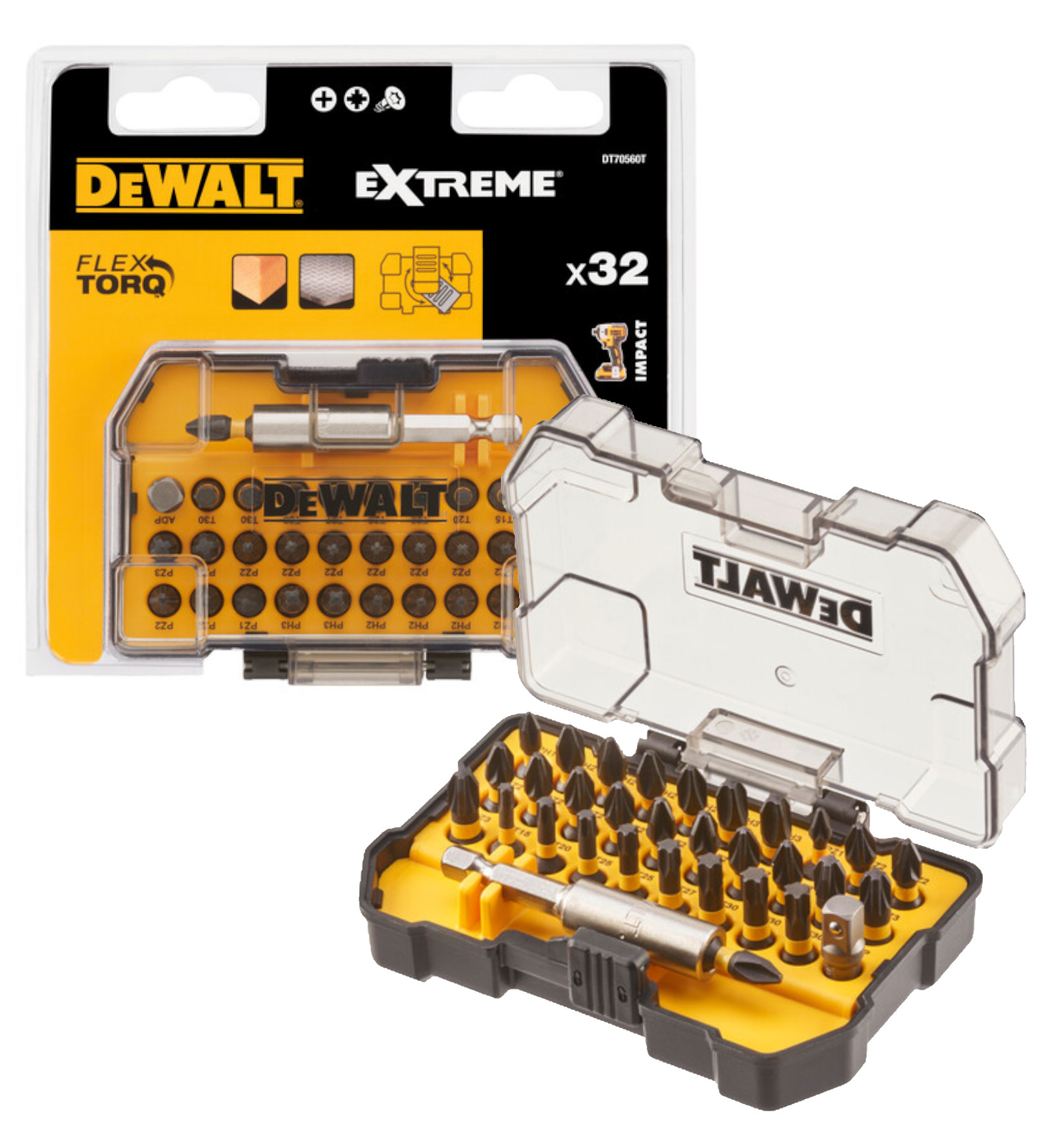 DeWALT Zestaw końcówek wkrętarskich Flextorq 32 cz. DT70560T