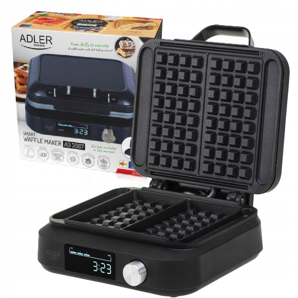 Vaflovač s displejem Regulace teploty Adler AD3087 2200W Černý