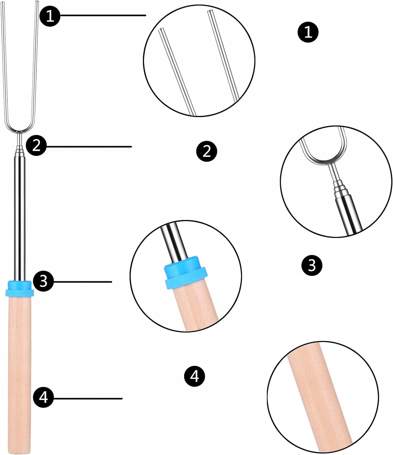 12X REGULOWANE WYSUWANE SZPIKULCE OGNISKO GRILL KIEŁBASA PIANKA SZASZŁYKI Producent bez marki