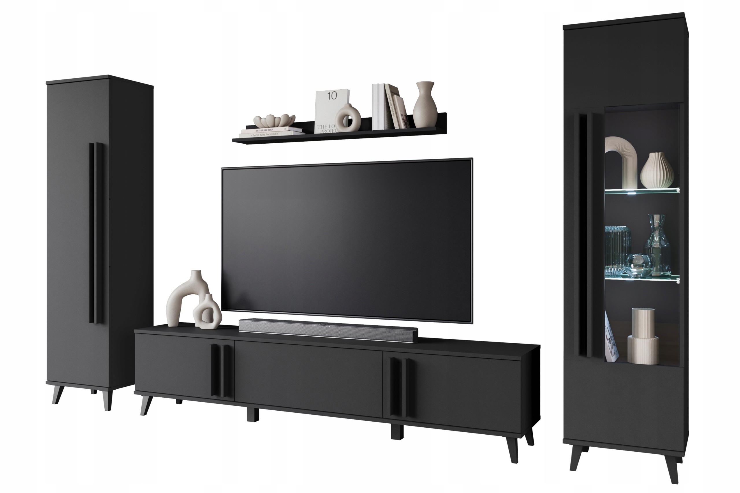 Moderní nábytková stěna Helsinki II, regál, vitrína, skříňka, Rtv panel