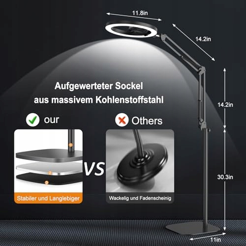 EVERSHOP Lampa Pierścieniowa LED 10" Stojak Telefon Zdalne Sterowanie — miniatura 6