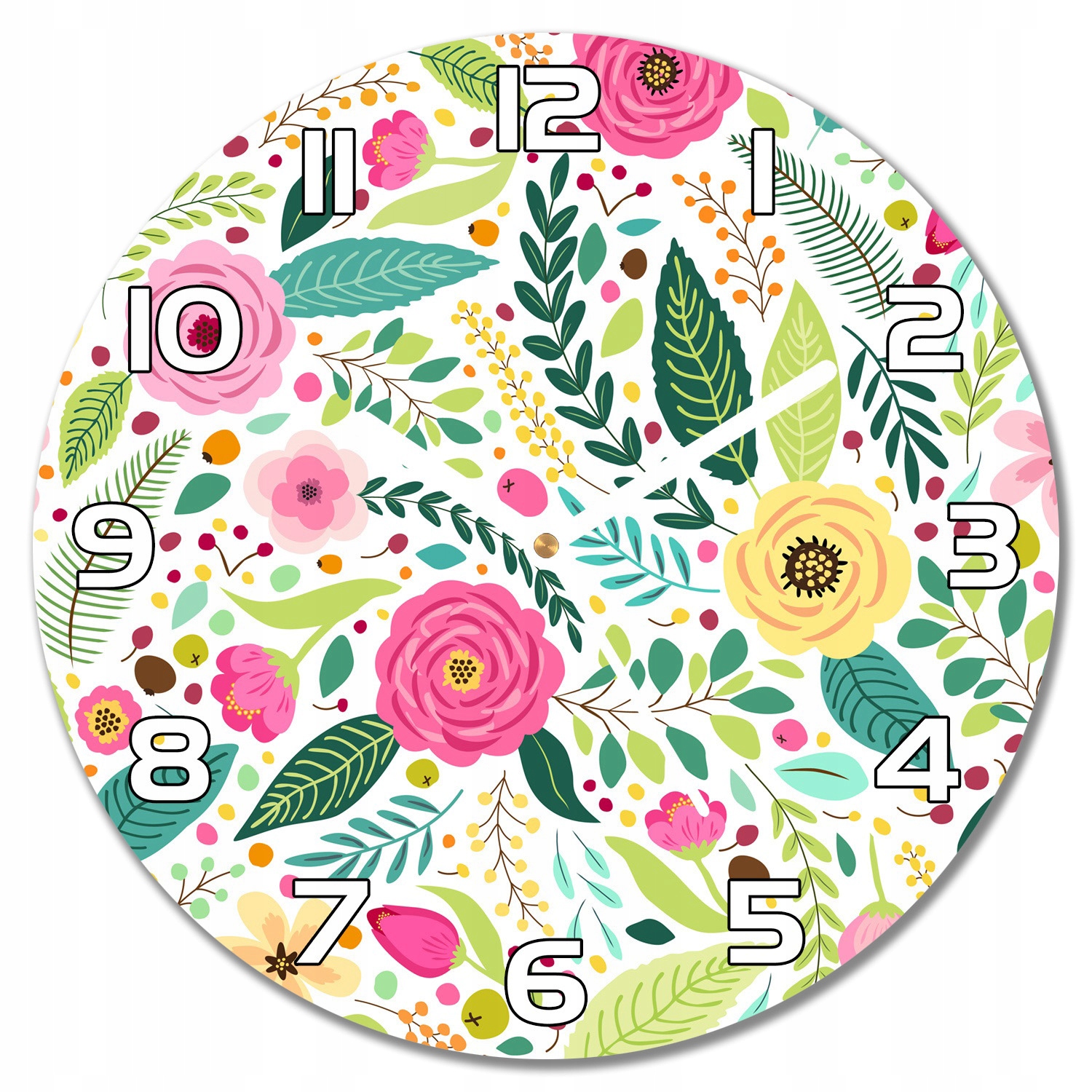 

Nowoczesny wiszący zegar Kolorowe kwiatki f30 cm