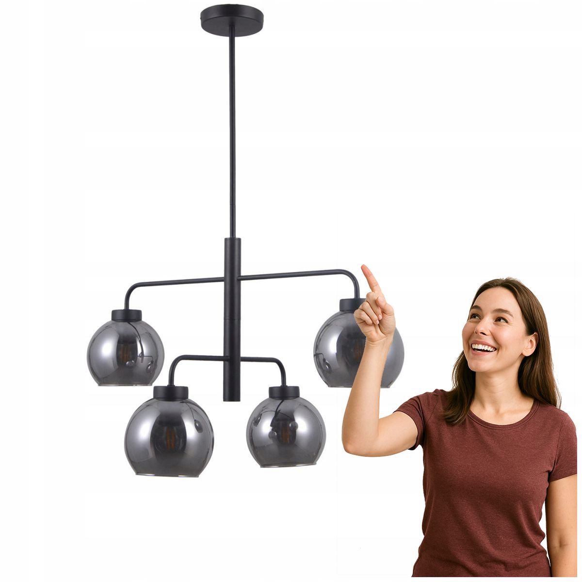 Skandinávská závěsná lampa Poggi černá matná 4xE27 Italux