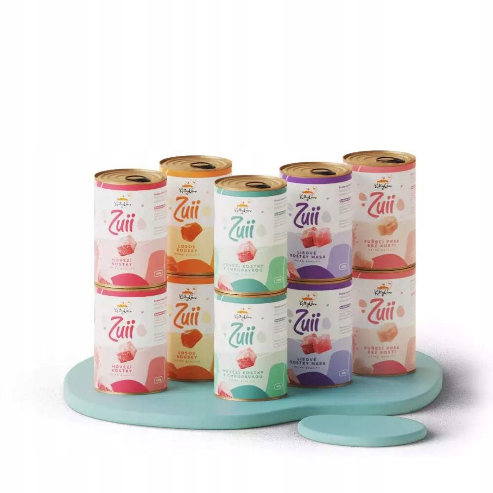 KittyCare 10x400g, hovězí, kuřecí, losos, kostky masa, kostky s chrupavkou