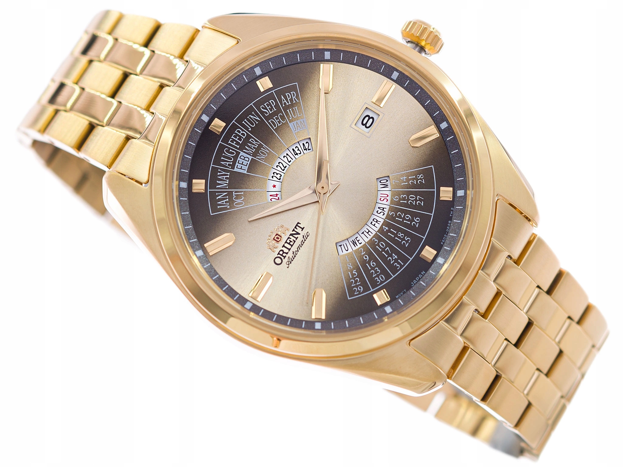 Pánské Hodinky Orient RA-BA0001G30B Multi-year Calendar Automatické Zlaté