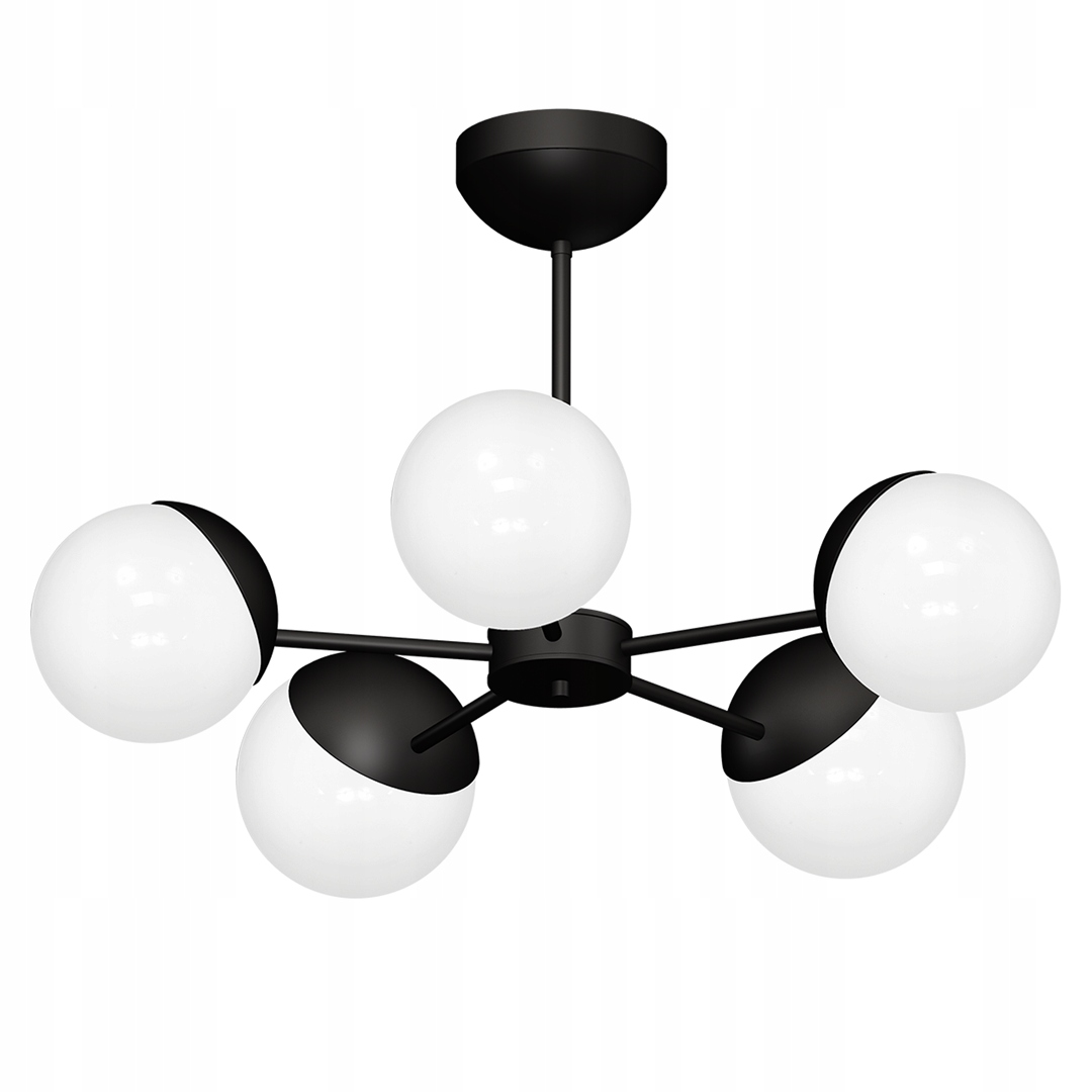 Závesná lampa Sfera Čierna Strieborná Sklenená Tienidlo 5xE14 66x42cm Stropný Dom