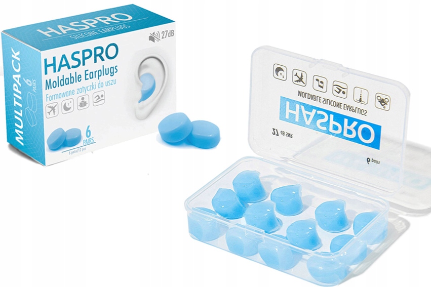 Formowane zatyczki do uszu BLUE Haspro 6 par