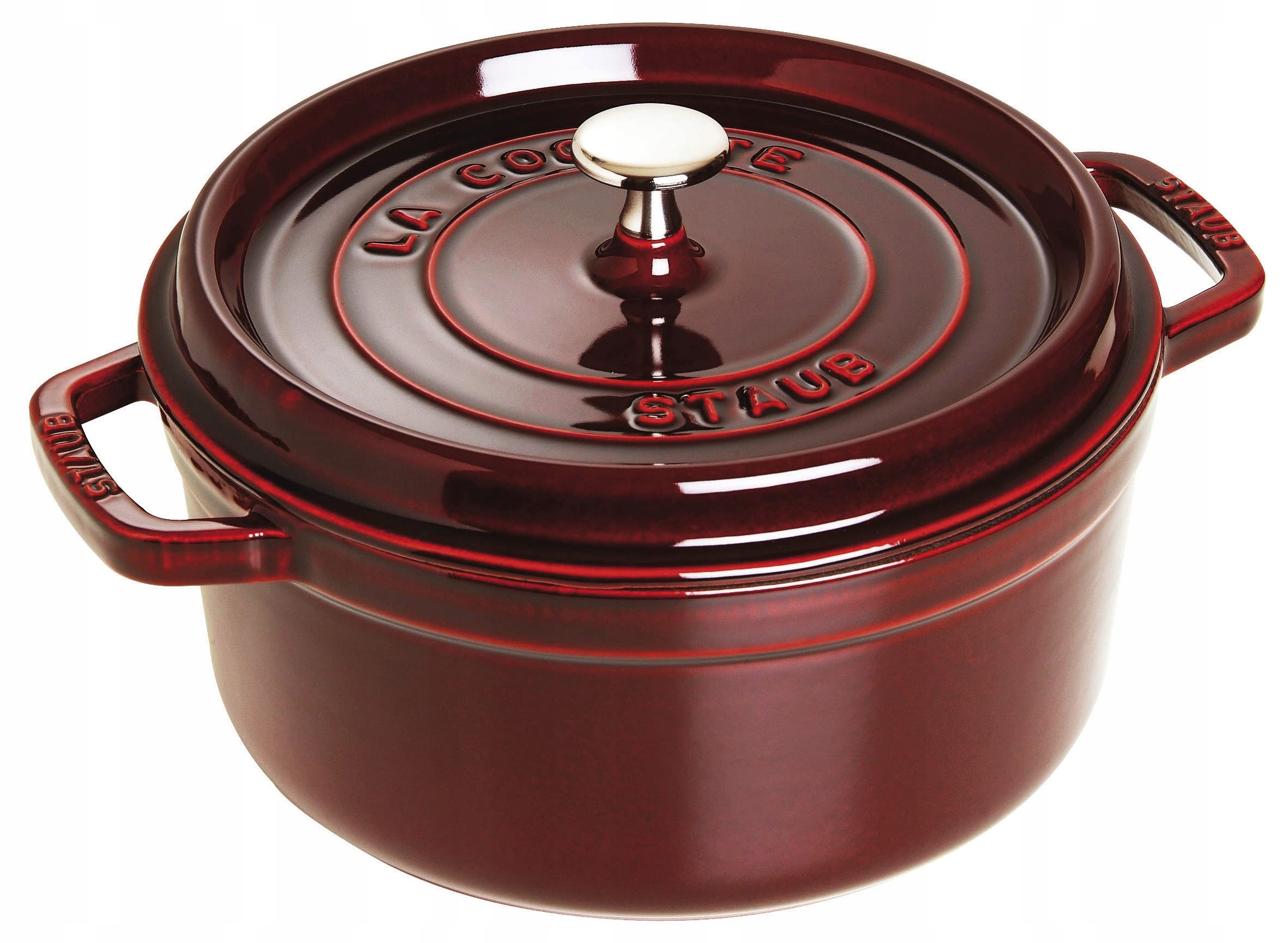 Liatinový pekáč Staub, okrúhly 24 cm, 3,8 l, farba grenadína