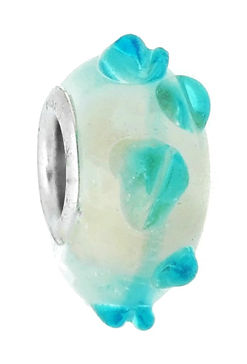 

Zawieszka beads - mleczna w turkusowe muszelki