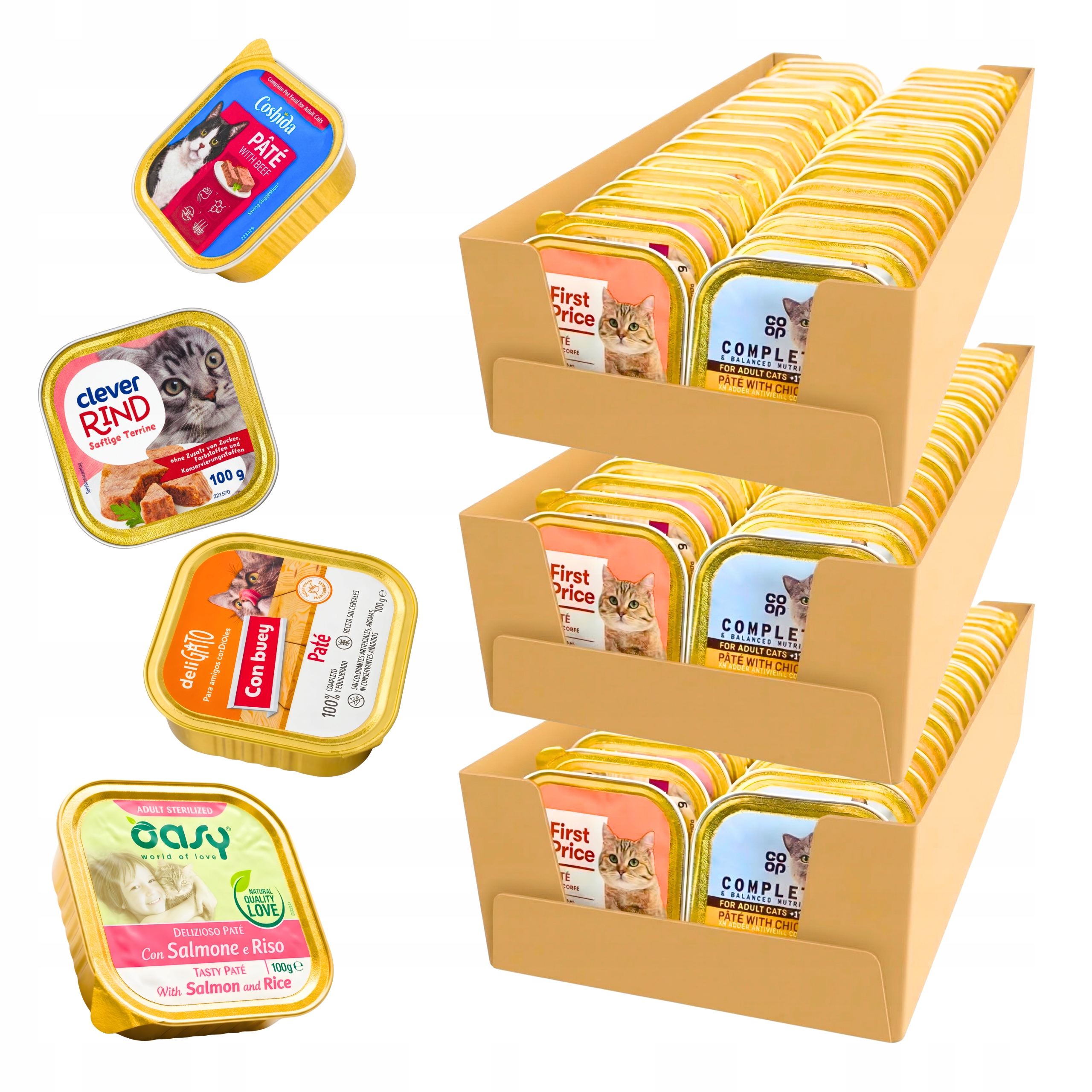 Krmivo mokré pro kočky 102 x tácek 100/85 g Velký balíček mix chutí pro dospělé kočky
