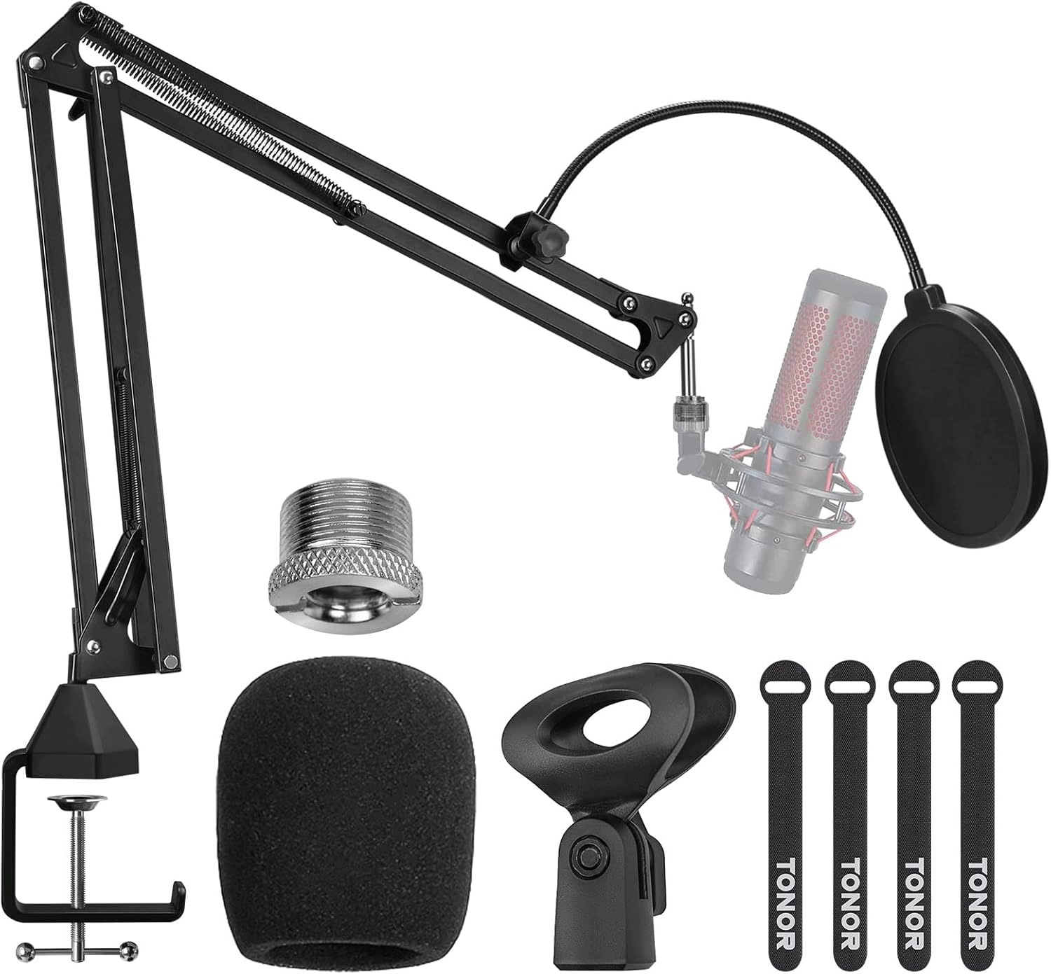 Tonor T30 Stojak Mikrofonu Z Ramieniem Nożycowym, Filtr Pop, Adapter