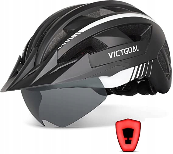 Victgoal Kask rowerowy Mtb rozmiar L 57-61 cm z magnetycznym wizjerem