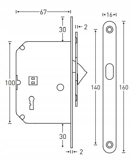 ZESTAW OKUĆ do drzwi przesuwnych ZAMEK HAKOWY komplet uchwytów CHROM Marka Metal-Bud