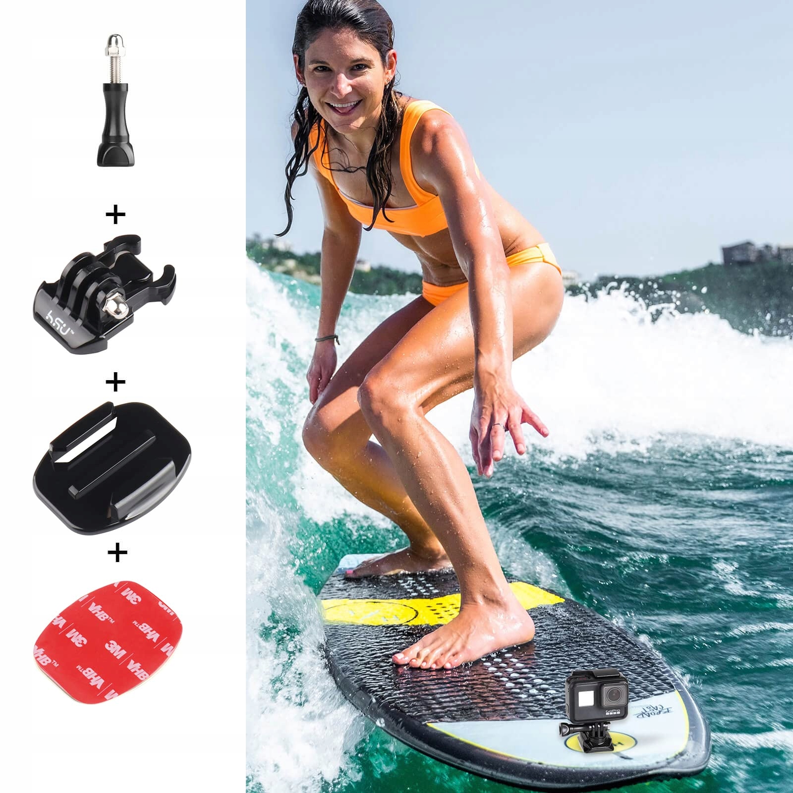 Uchwyt Kaskowy Do GoPro Hero 12 11 10 9 8 7 6 5 4 3 Kamera Sportowa HSU — miniatura 3