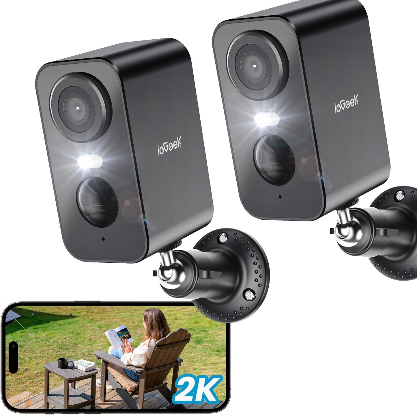 2ks Kamera Na Baterie Bezdrátová Audio Ip Wifi 3MPX Oboustranné Audio
