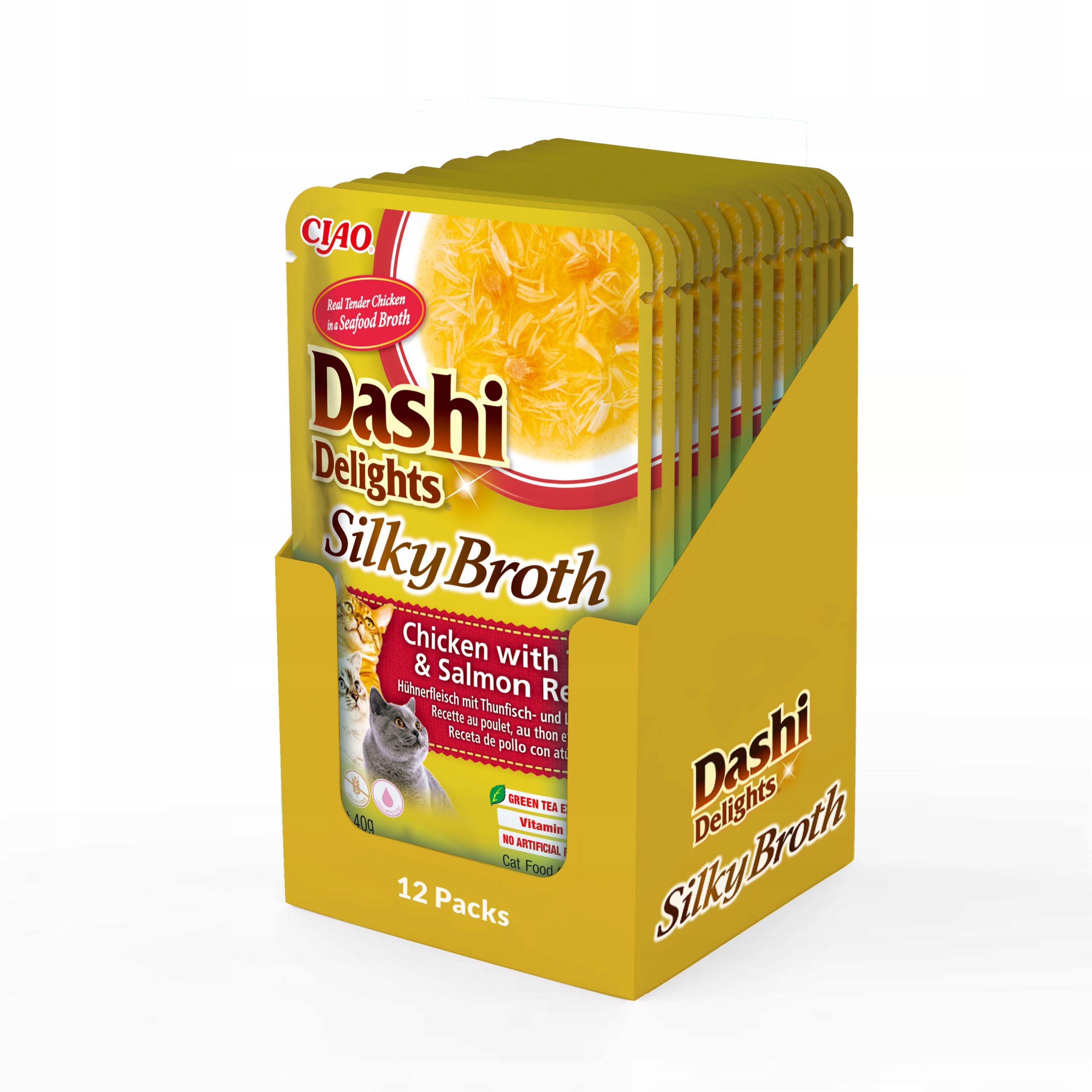 Inaba Cat Dashi Delights Jemné Kuře, Tuňák & Losos 12x40g
