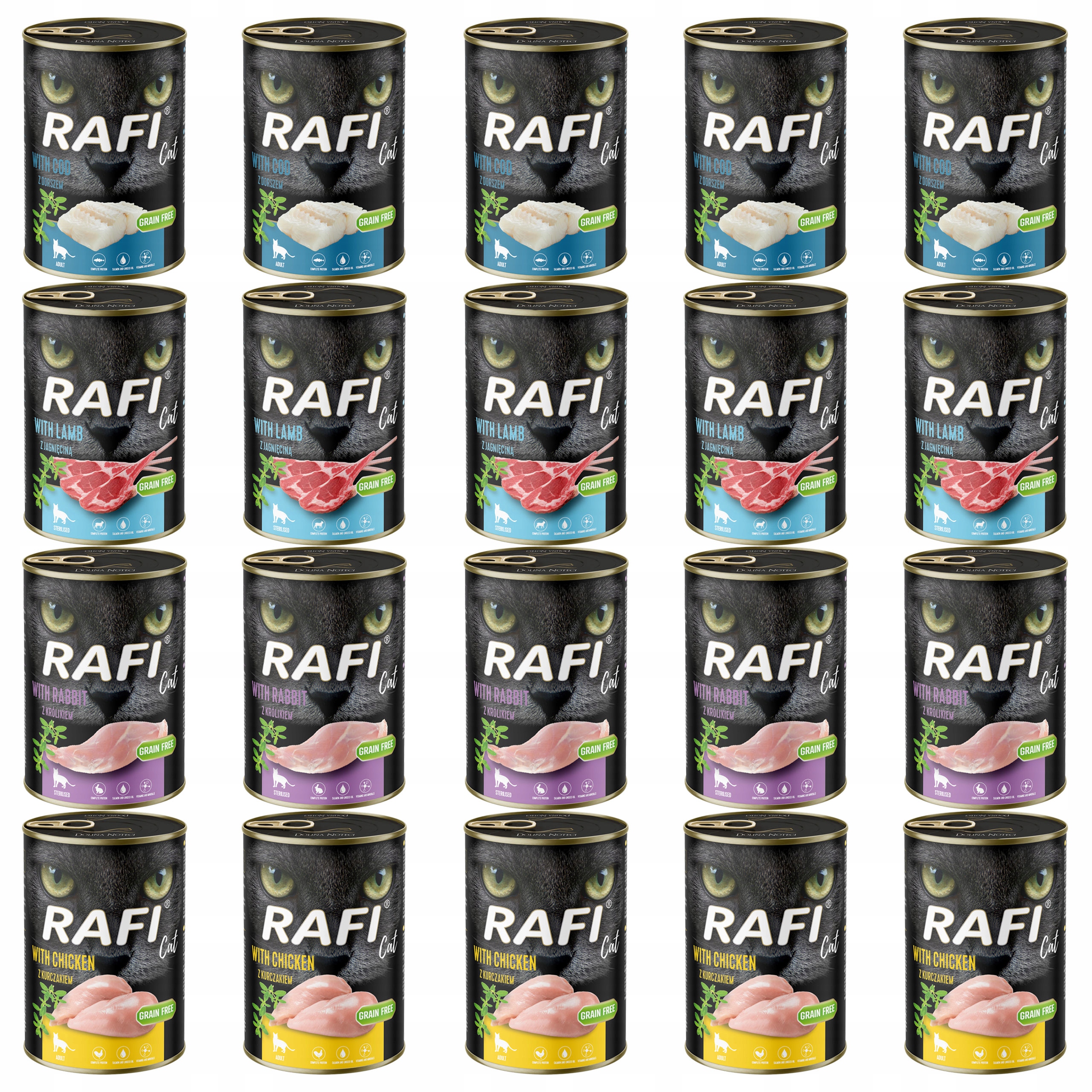 Rafi Cat Dolina Noteci Krmivo mokré pro kočky mix chutí 20 x 400 g bez obilovin