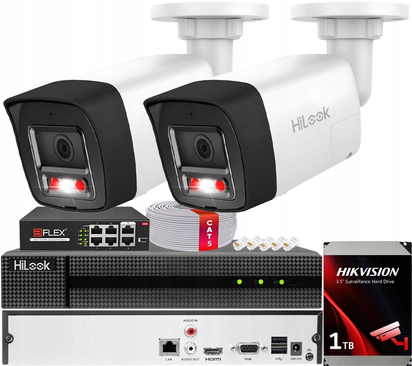 Ip monitorovací sada 8Mpx Hybrid Light 2x IPCAM-B8-30DL/A PoE Hdd disk 1TB