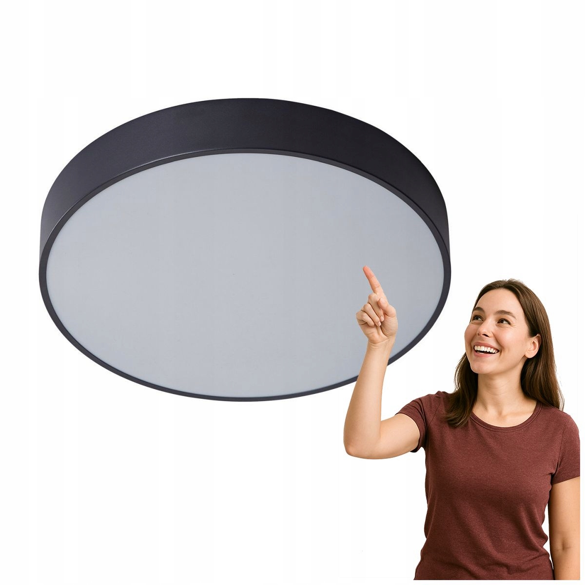 Elegantná Led lampa Orbital čierna Stropné Svietidlo 40 cm Italux