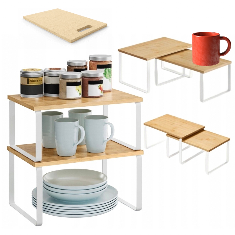 ZESTAW REAGŁ PÓŁKA NA BLAT BAMBUSOWA PODSTAWA SZAFKA NA PRZYPRAWY KUCHNI!