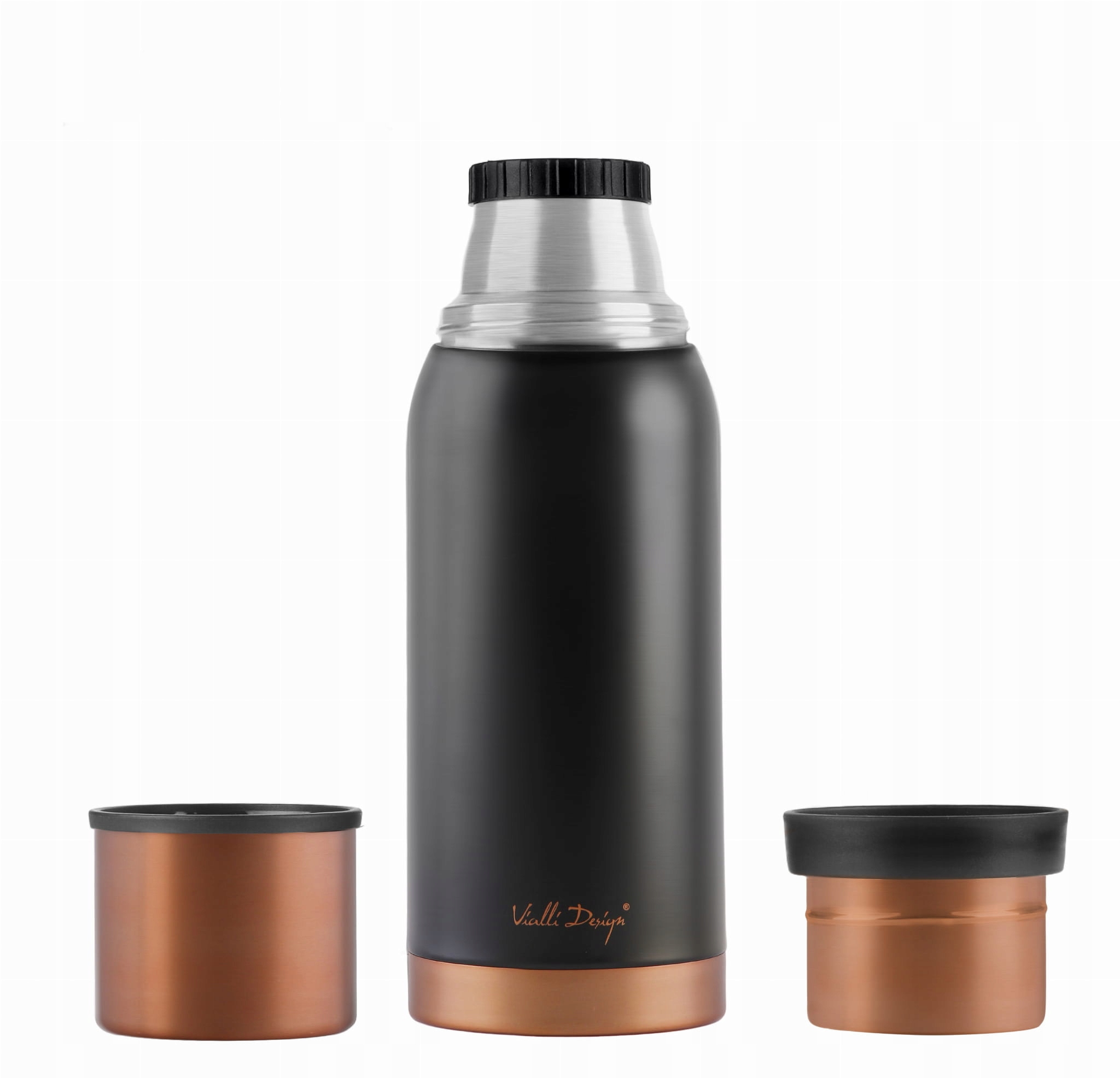 Turistická termoska 2 šálky Fuori Černá Rose Gold praktická 1L