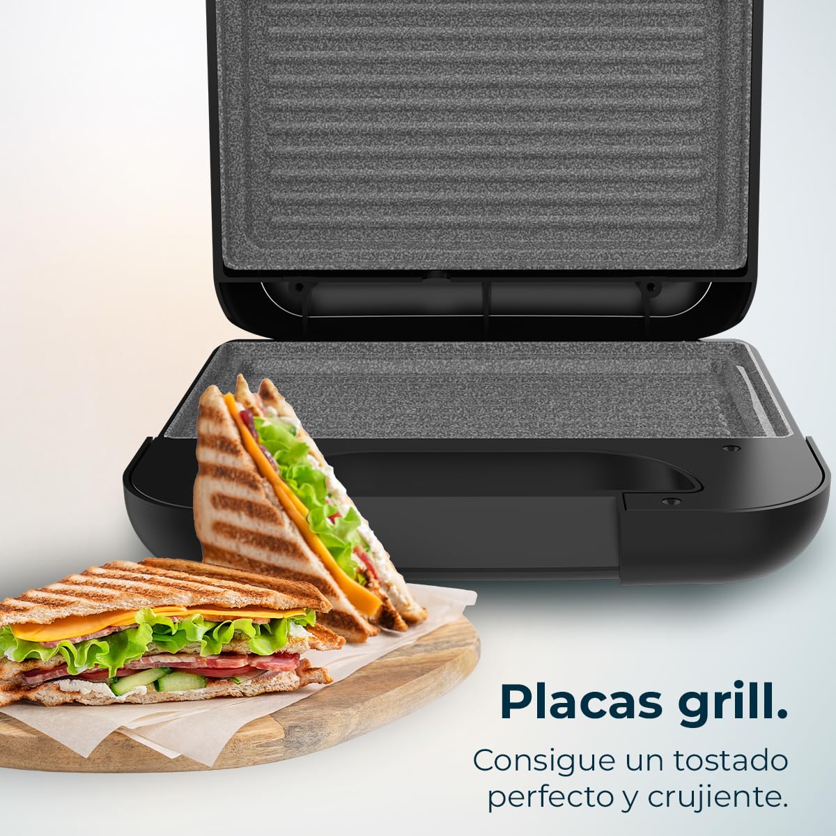 CECOTEC Rock'nToast 800W Sandwich Maker, Square RockStone Plates — miniatura 4