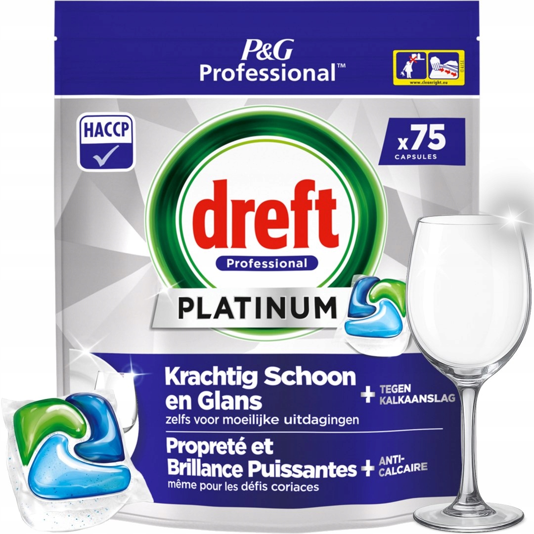 Levně Dreft Professional Kapsle do myčky nádobí Platinum All in One Regular 75 ks