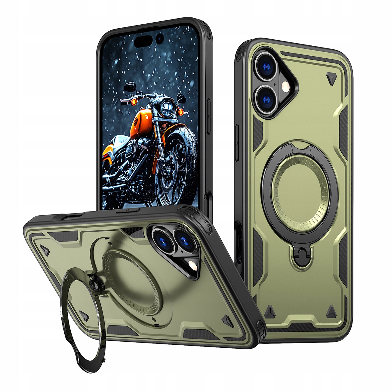 Etui Hybrid Armor Trendy z MagSafe na iPhone 16 zielone