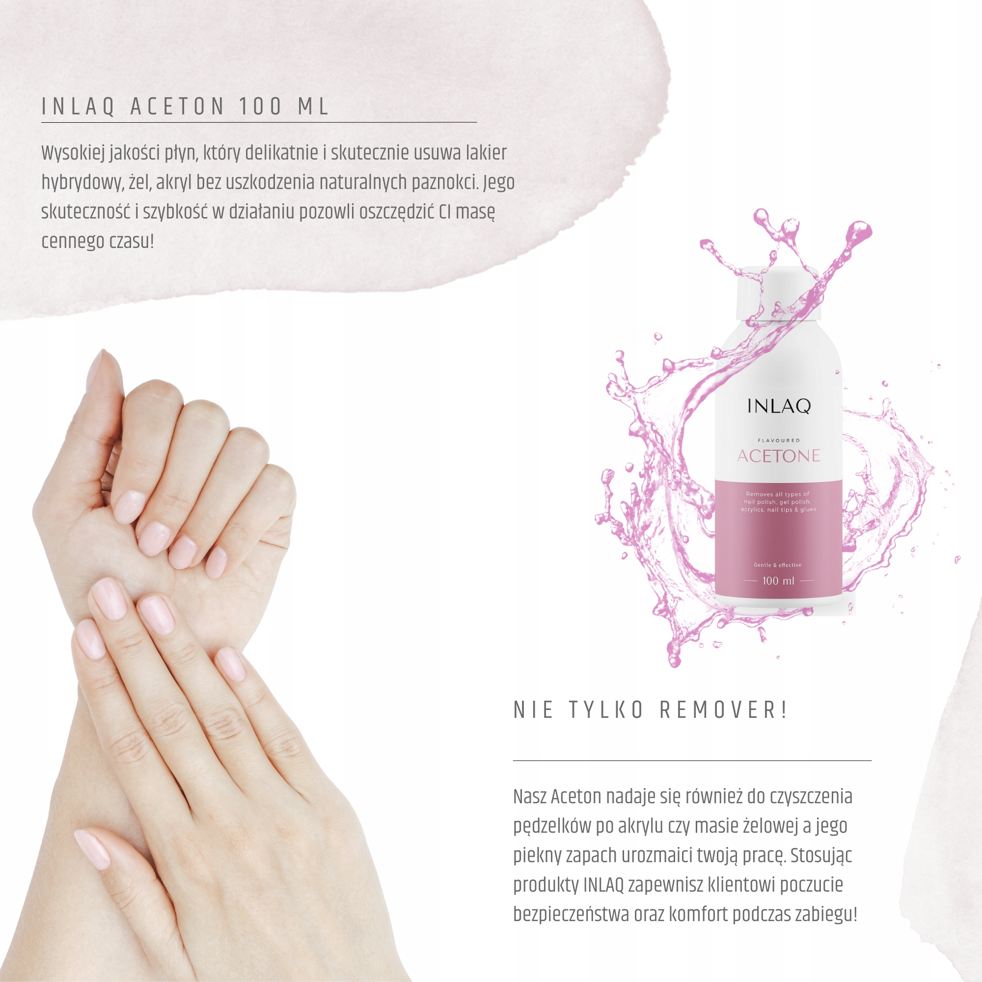 INLAQ Aceton Kosmetyczny Remover 100ml Rodzaj preparatu acetony, removery