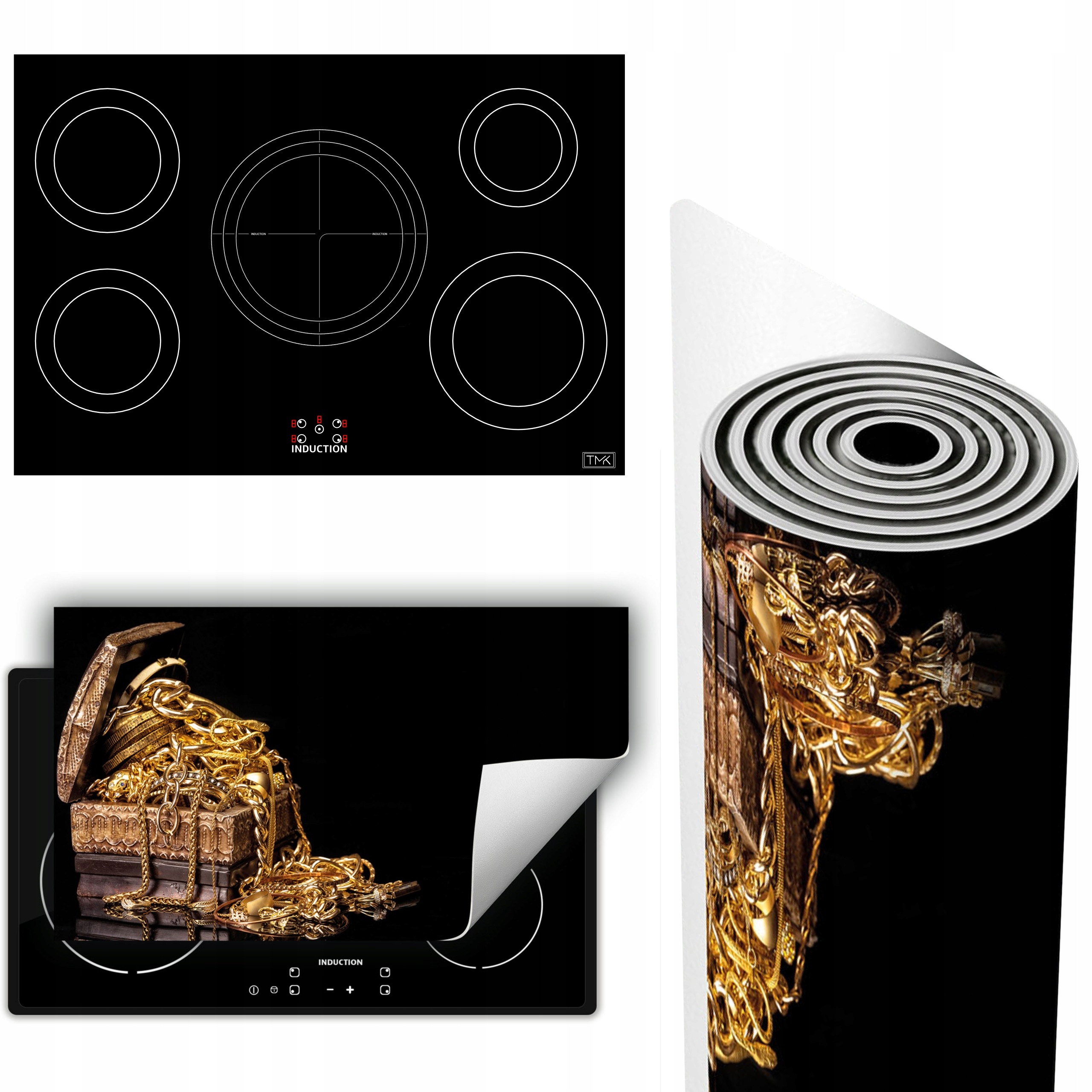 Vinylová Podložka Na Ochranu Kuchyňské Desky 90x52 zlatá černá