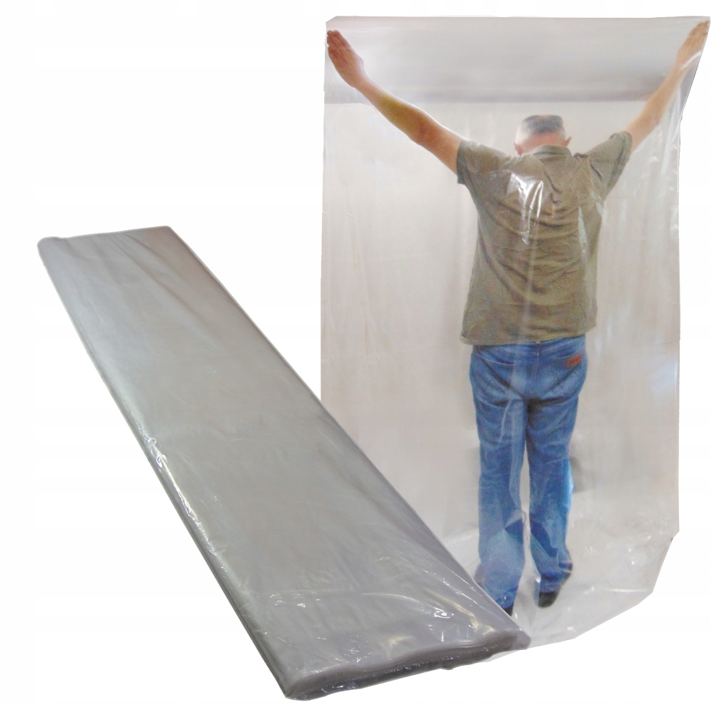 Duże wytrzymałe worki foliowe przezroczyste 140x250cm, 50 mikronów, 25sztuk