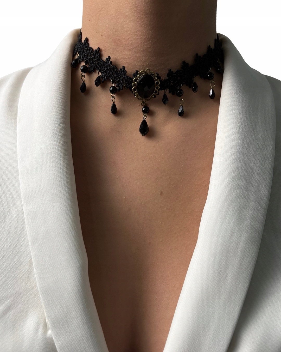 

Złoty Czarny Naszyjnik łańcuszek Choker