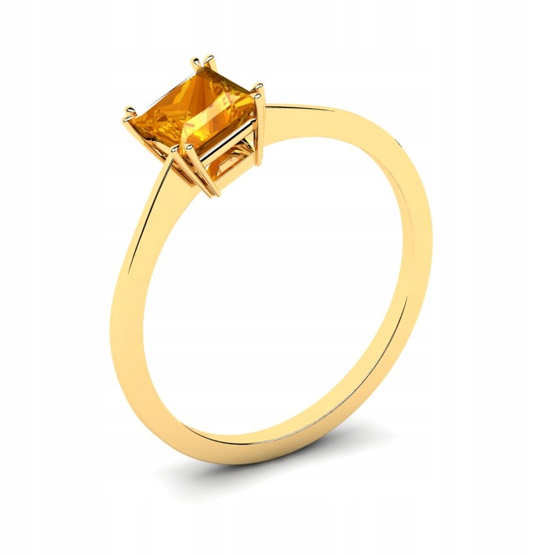 

Pierścionek Złoty Klasyczny Z Cytrynową Cyrkonią