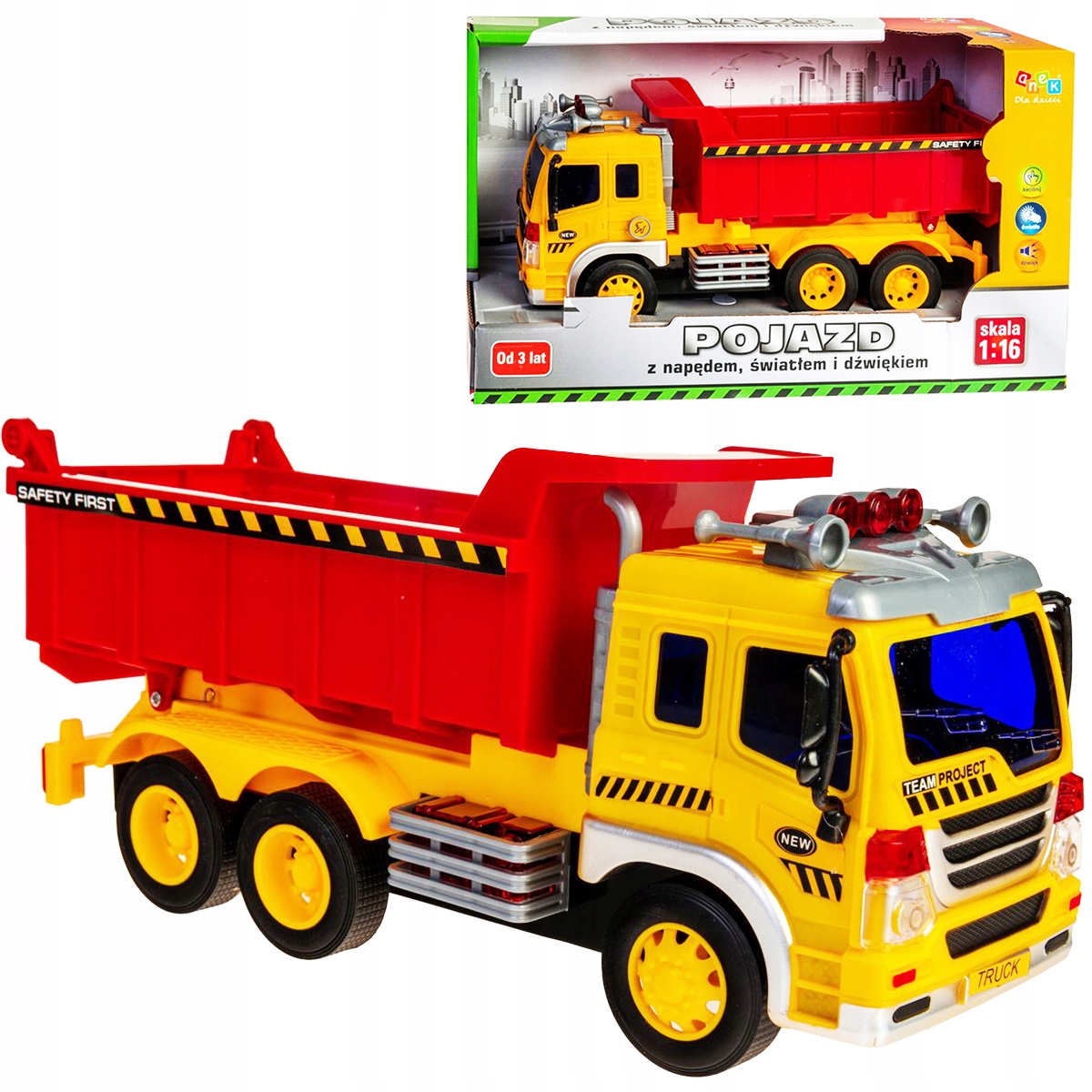 

1:16 Pojazd Auto Wywrotka Światło-dźwięk WY301S 3+