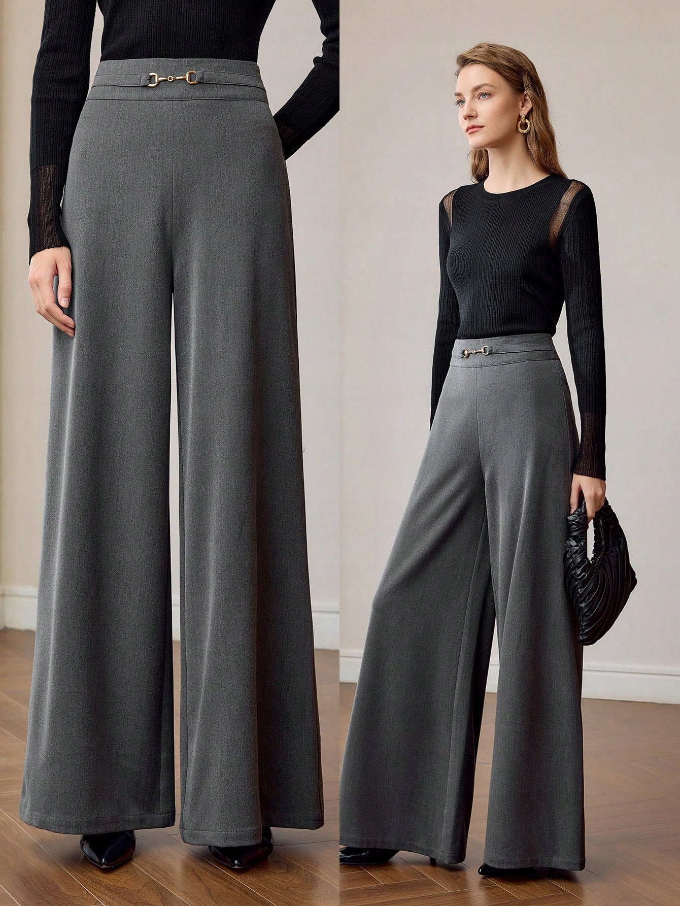 Elegantní Oblekové Kalhoty S Širokými Nohavicemi Premium Motf S 36