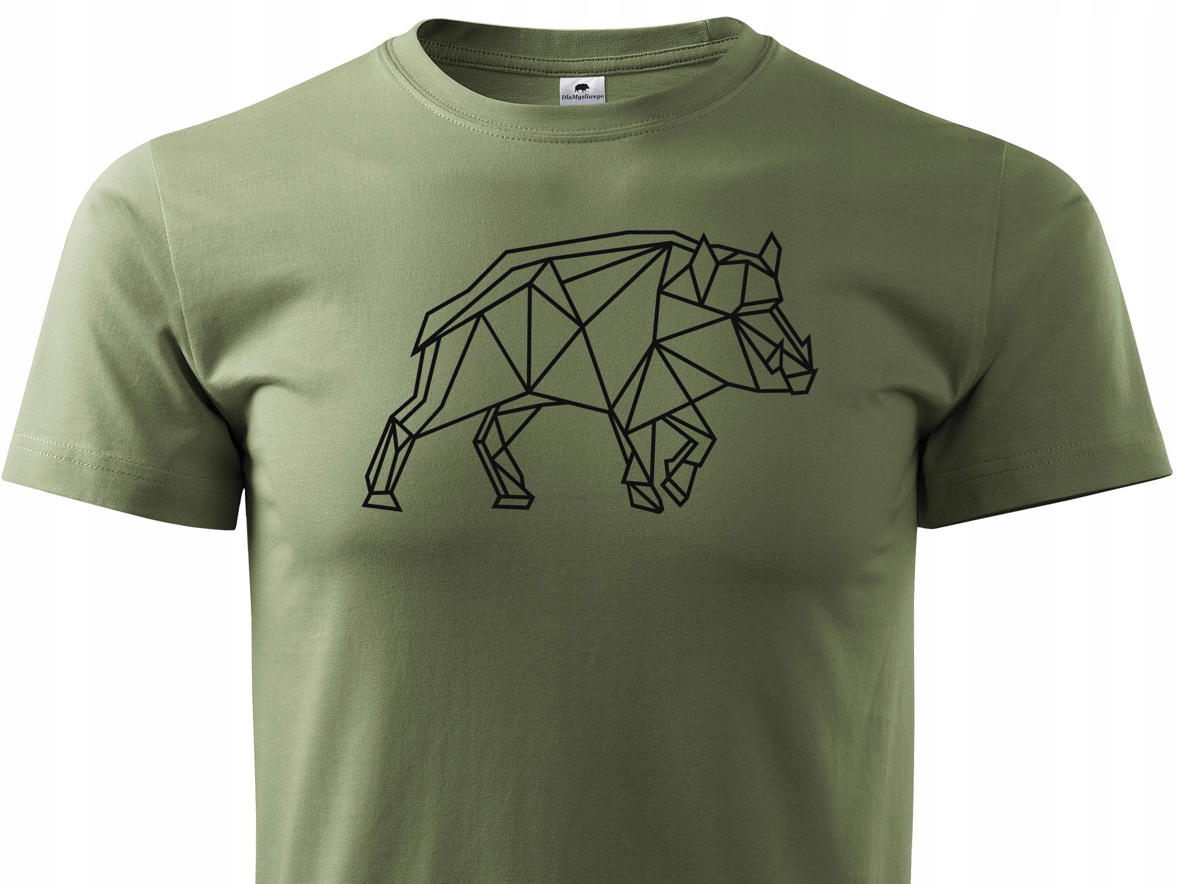 

Myśliwska koszulka T-shirt khaki modny wzór Dzik