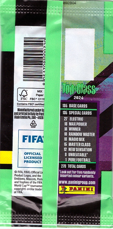TOP CLASS 2024 SASZETKA Z KARTAMI KARTY PIŁKARSKIE 8 KART PANINI + GRATIS EAN (GTIN) 8051708009729