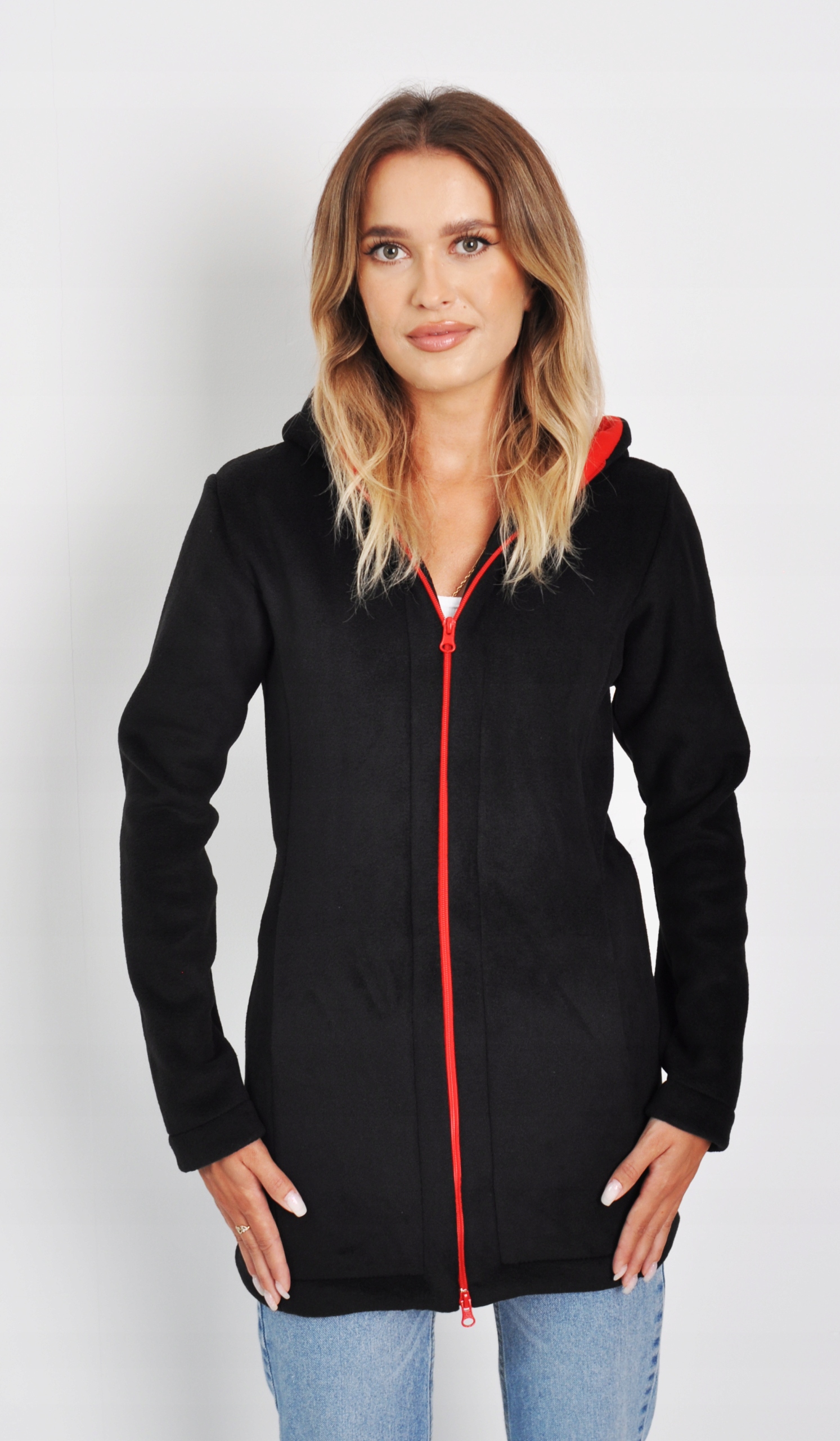 Polar Damski Długi Czarny/czerwony Produkt Polski/ 420 g/m2 3XL