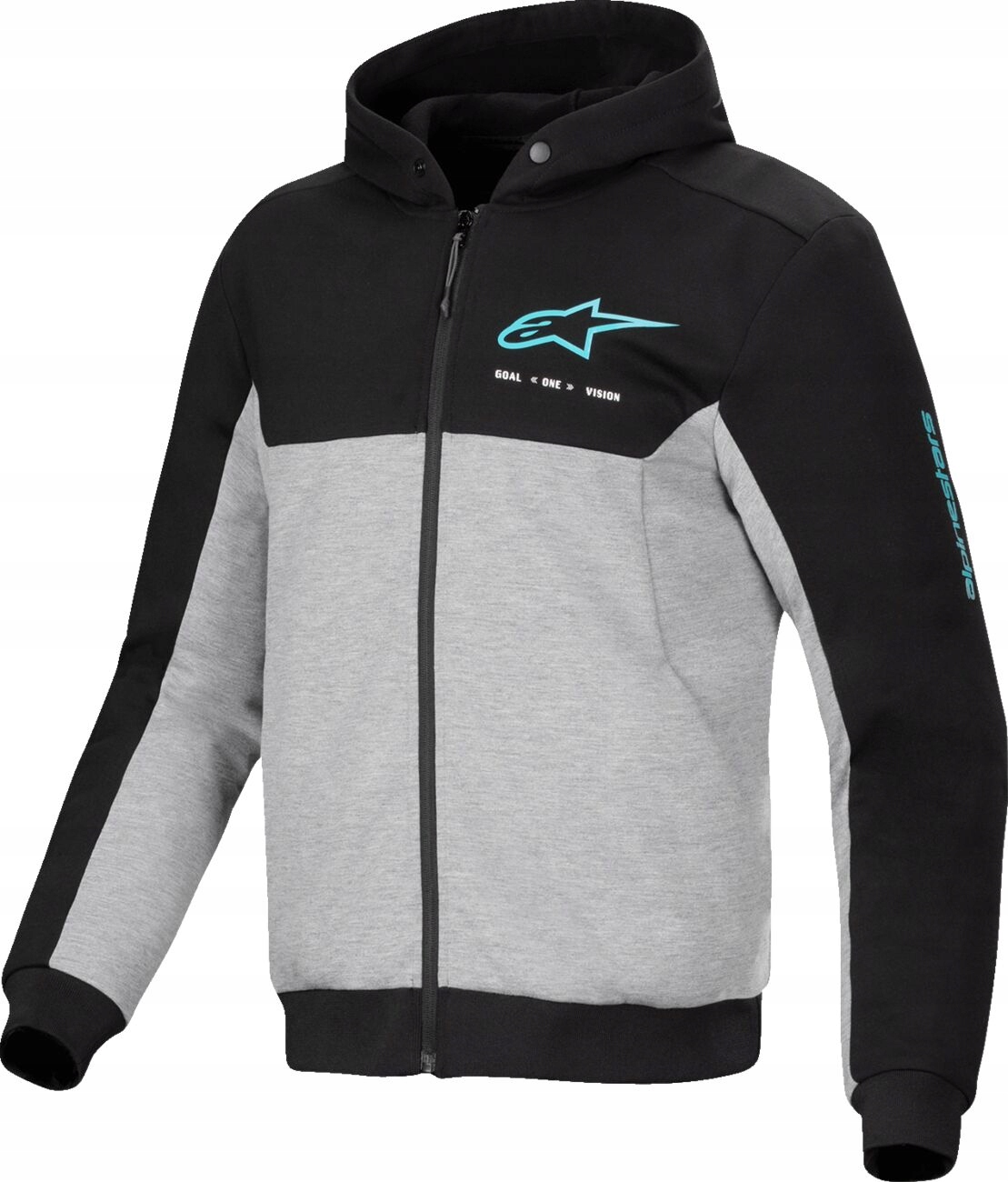 Motocyklová Mikina S Kapucňou Alpinestars Chrome V2 Black/gray/turquoise L