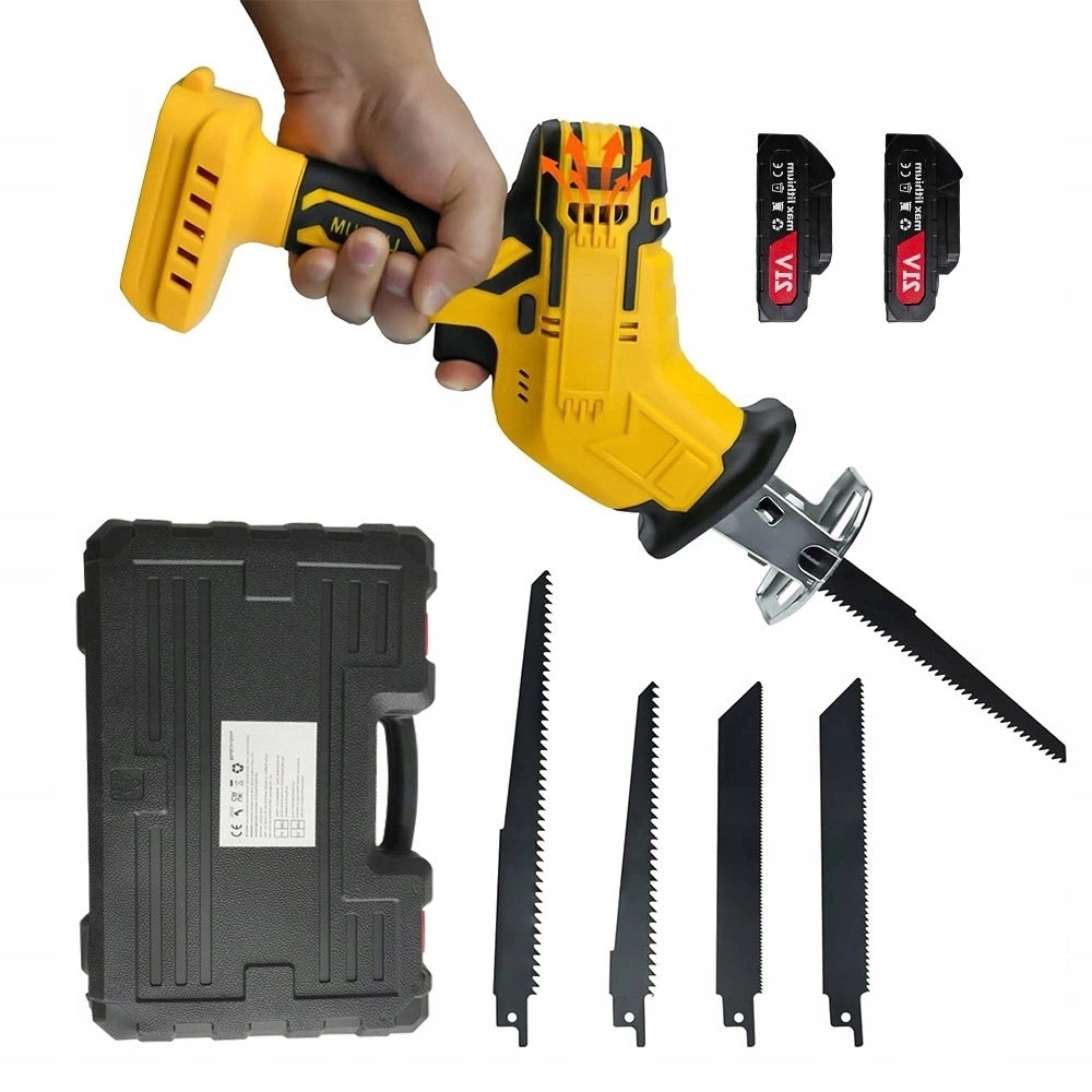 Akumulátorová Šavlová Pila 21 V, Sada Se 4 Led Čepelemi, Bezdrátová