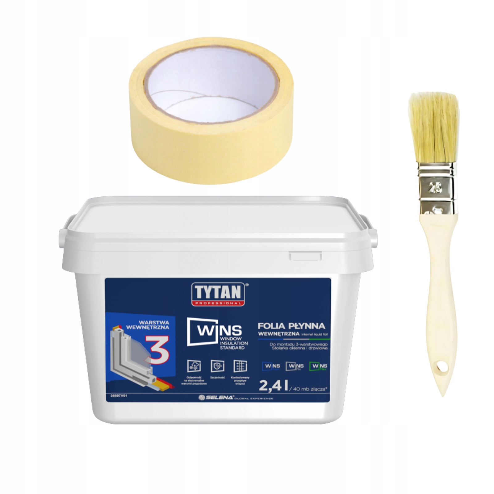 Tytan Wins Folia W Płynie 2,4 l Wewnętrzna Pędzel Do Aplikacji Taśma