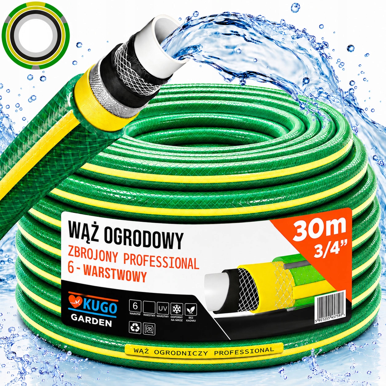 Hadice 3/4" 30 m 6 Vrstev Vyztužená 36 Bar Polská Výroba