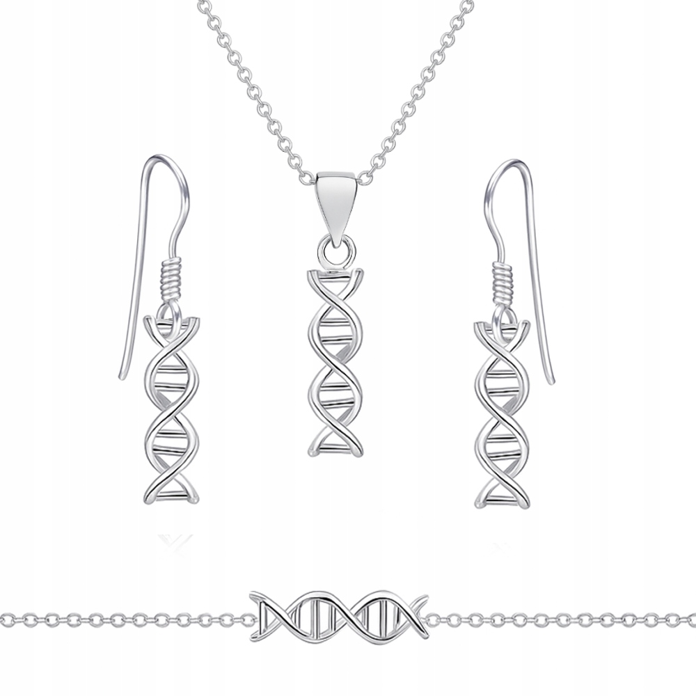 Stříbrná sada šperků Dna Helix Genetický kód ryzost 925 Stříbro