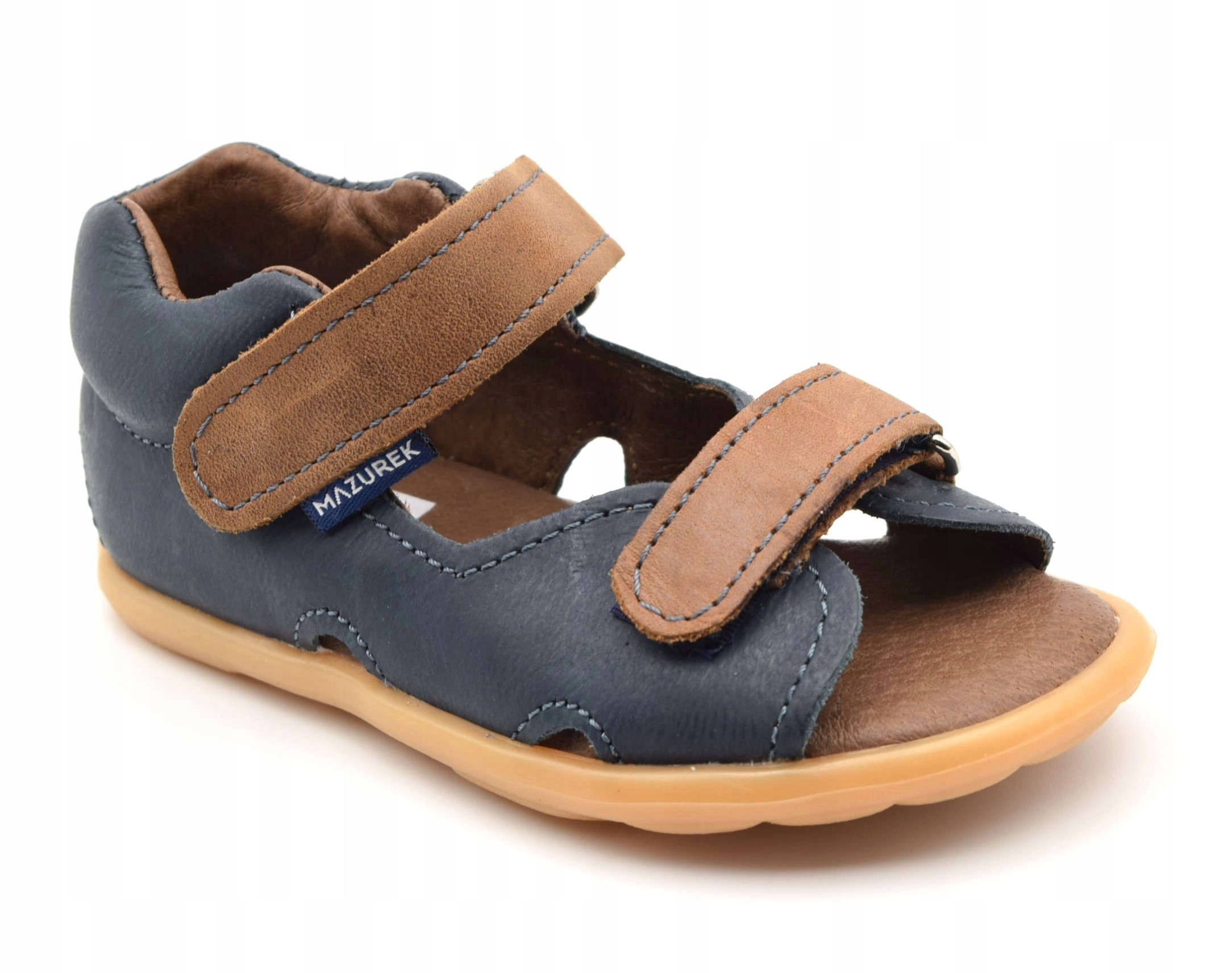 dziecięce sandały skórzane chłopięce buty sandałki na rzepy 1363 Navy r 21