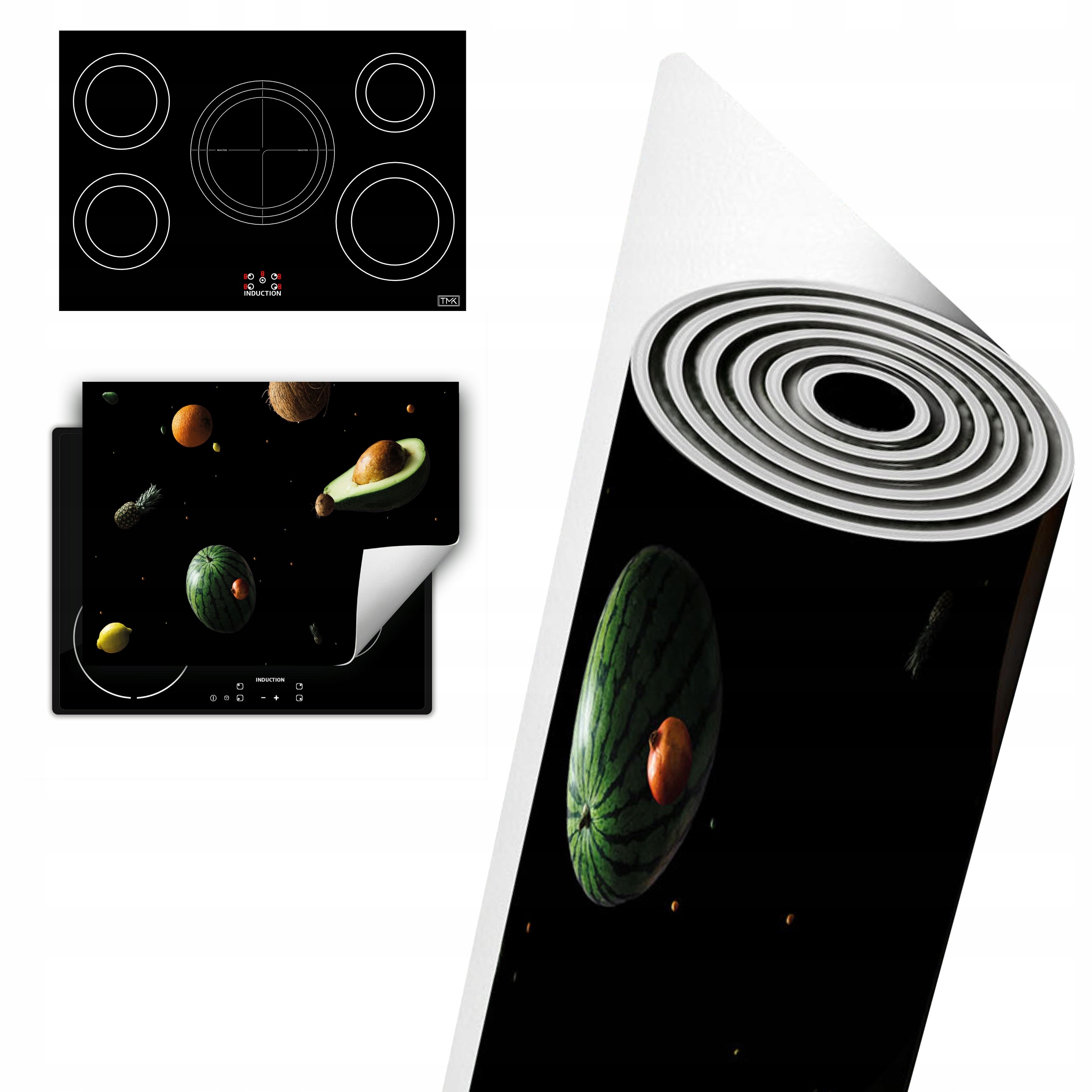 Vinylová Ochrana Na Indukci Desky 80x52 černá ovoce