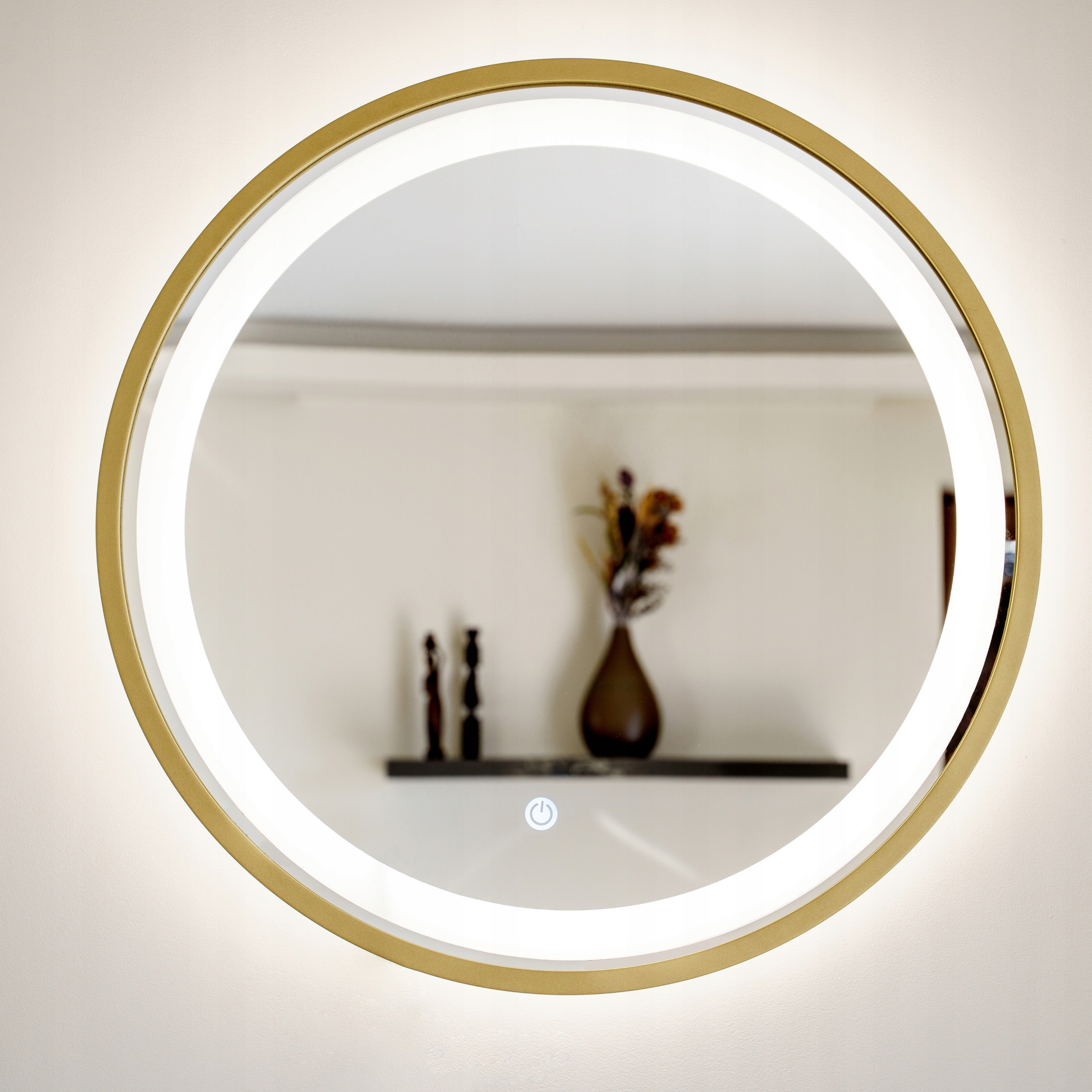 LUSTRO PODŚWIETLANE OKRĄGŁE W ZŁOTEJ RAMIE 60 CM + WŁĄCZNIK LED Rodzaj inne