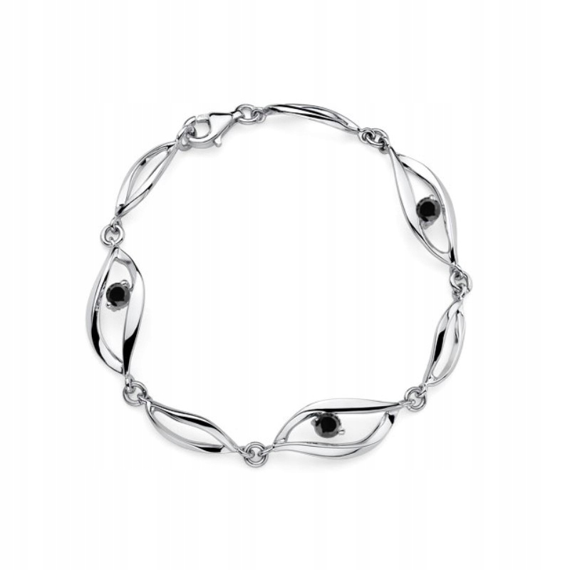 Stříbrný prolamovaný náramek se zirkony