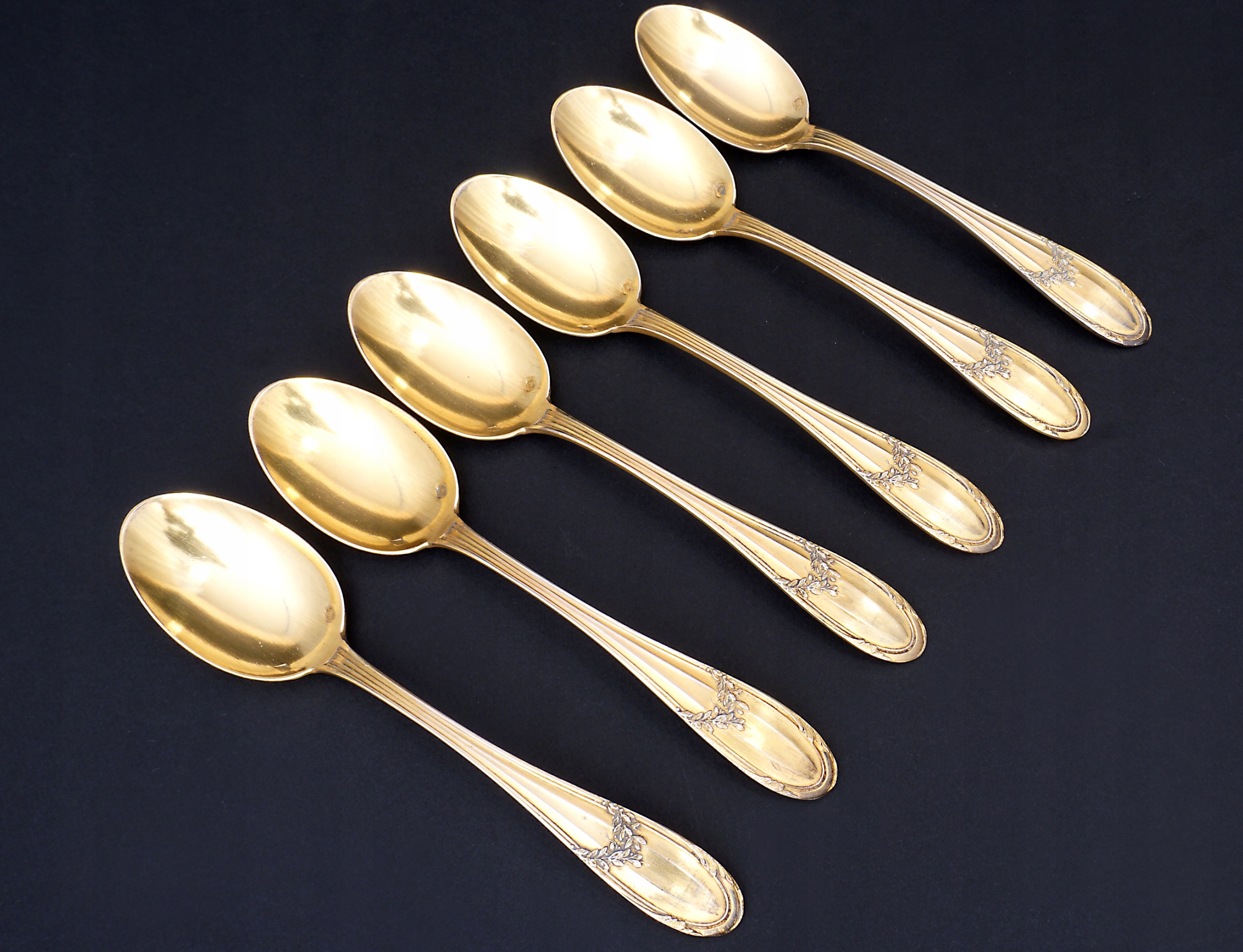 Francja - 6 ŁYŻECZEK - SREBRO ZŁOCONE - 103 gr.